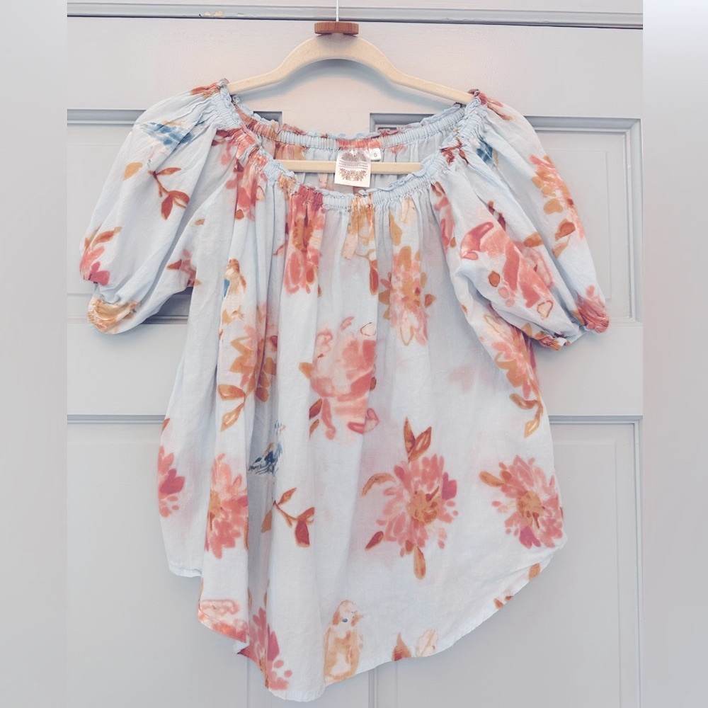 Plum Pretty Sugar Blue and Pink / Coral Flowy Blouse